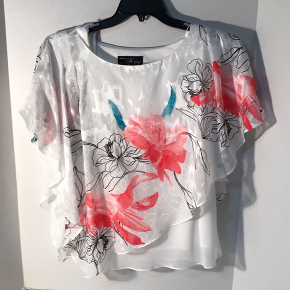 Alex Evenings White Floral Blouse - Picture 2 of 9